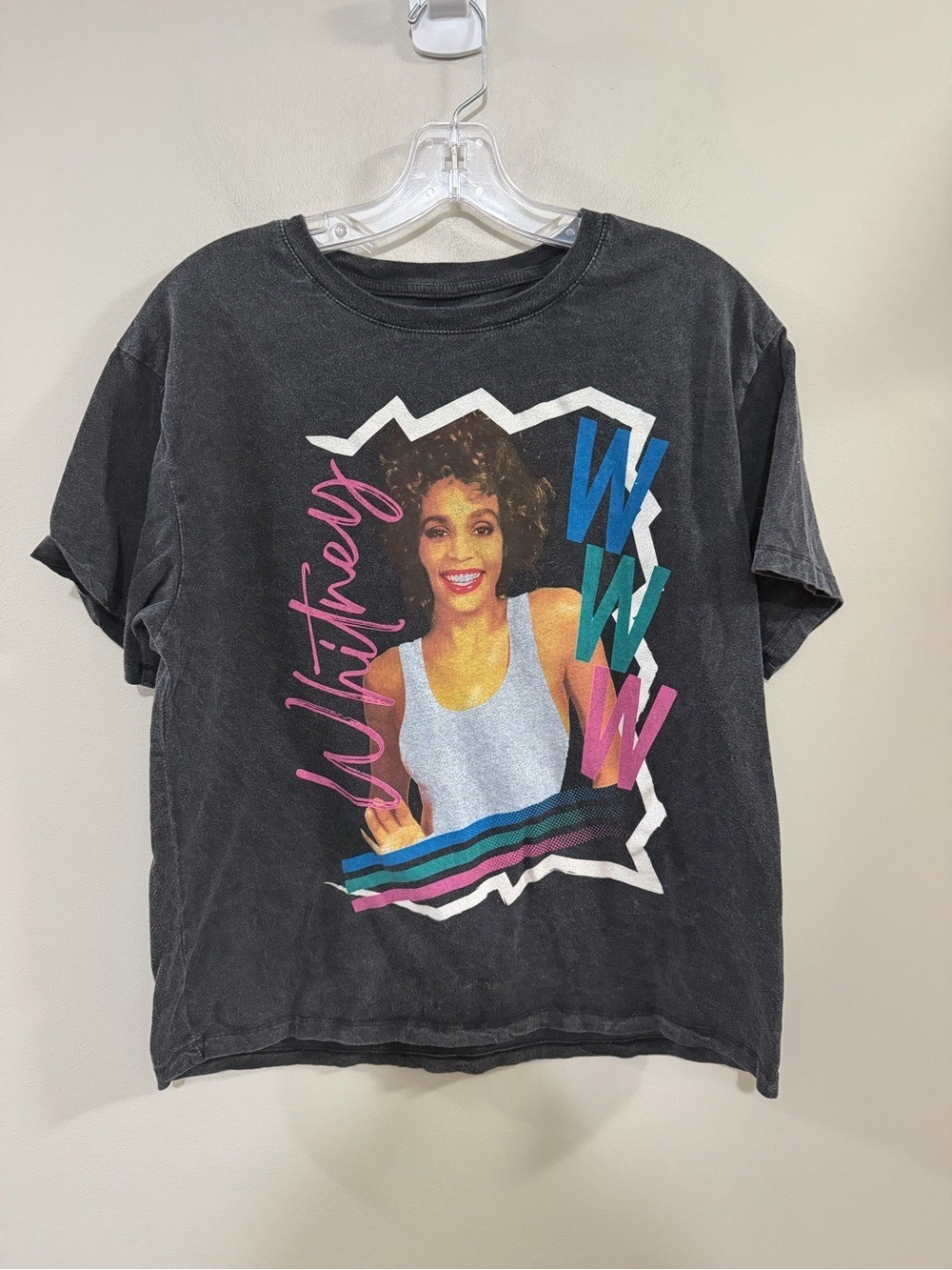Black Short Sleeve Whitney Houston 80's Graphic Tee. Size XS